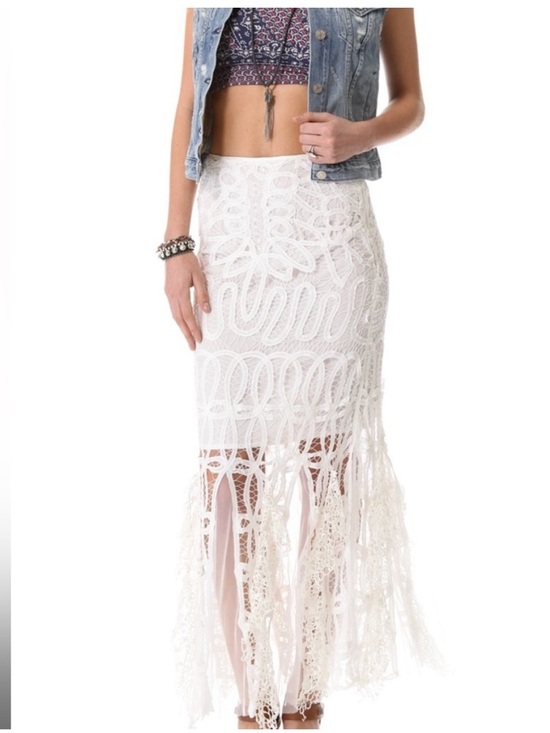 Free People Dresses & Skirts - Free People Battenburg ivory lace maxi skirt